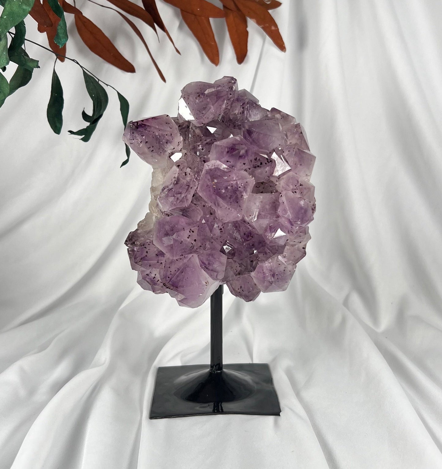 3.17 LB Natural Amethyst Quartz Crystal Druzy on Stand (0012)