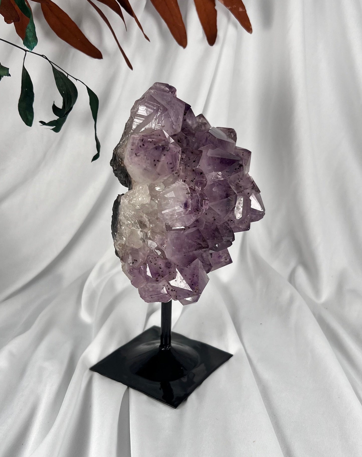 3.17 LB Natural Amethyst Quartz Crystal Druzy on Stand (0012)