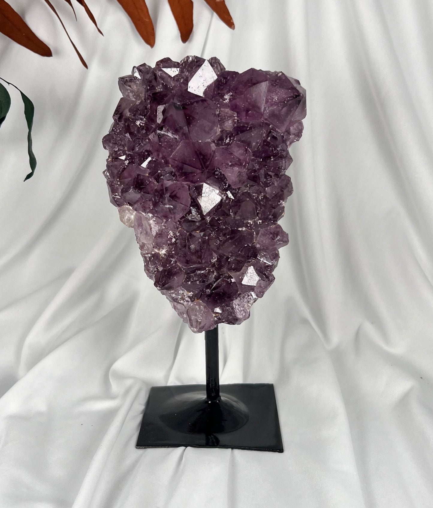 7.21 LB Natural Amethyst Quartz Crystal Druzy on Stand  (0014)