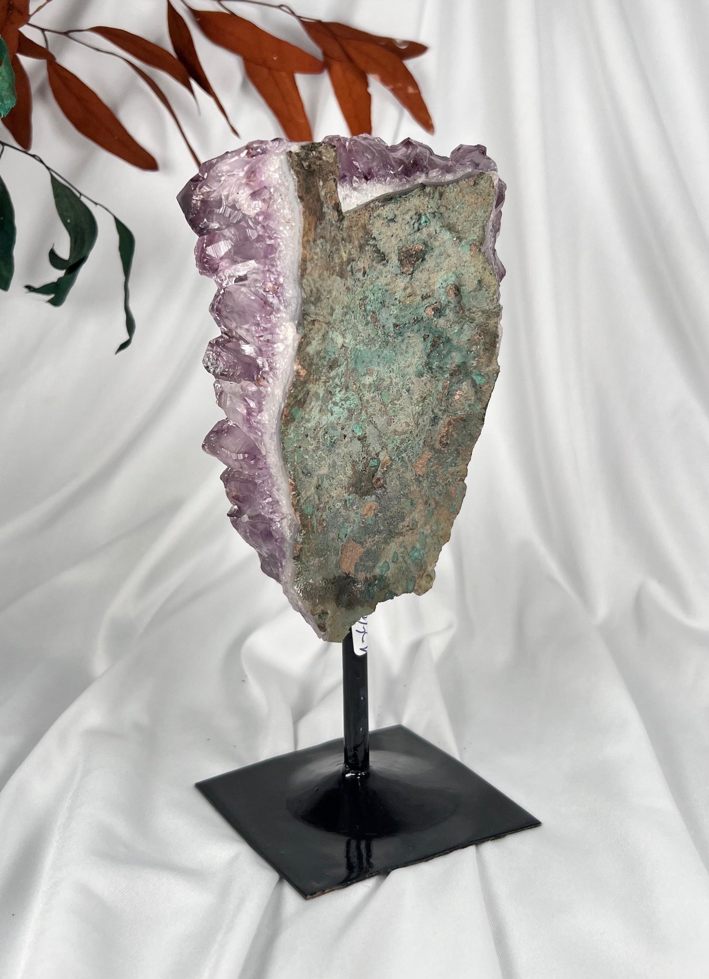 7.21 LB Natural Amethyst Quartz Crystal Druzy on Stand  (0014)