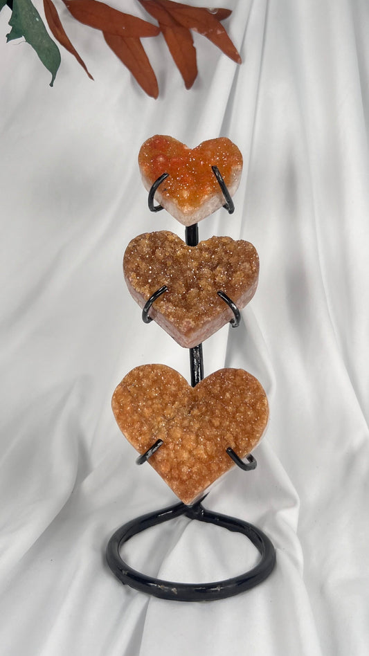 1.14 LB AAA Heart Citrine Quartzo Crystal Druzy on Stand (0021)