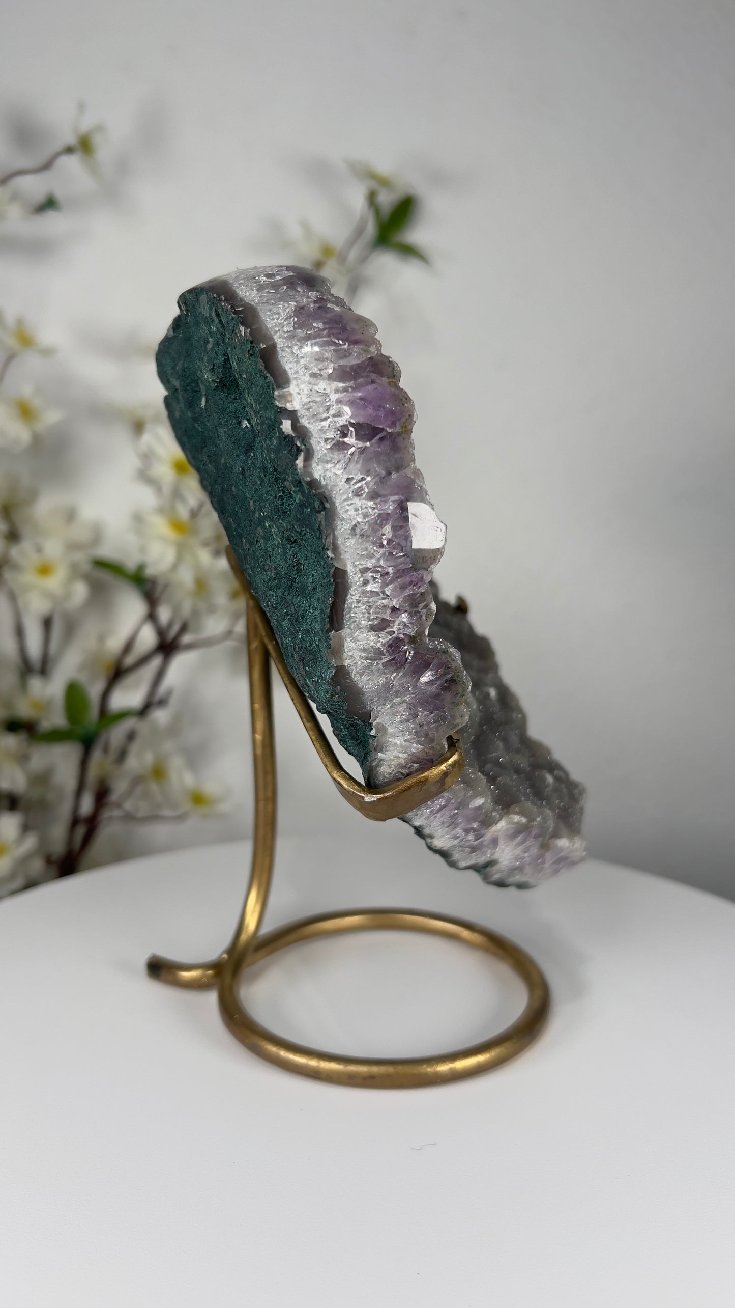 Natural Green Amethyst Heart on Stand - A00021