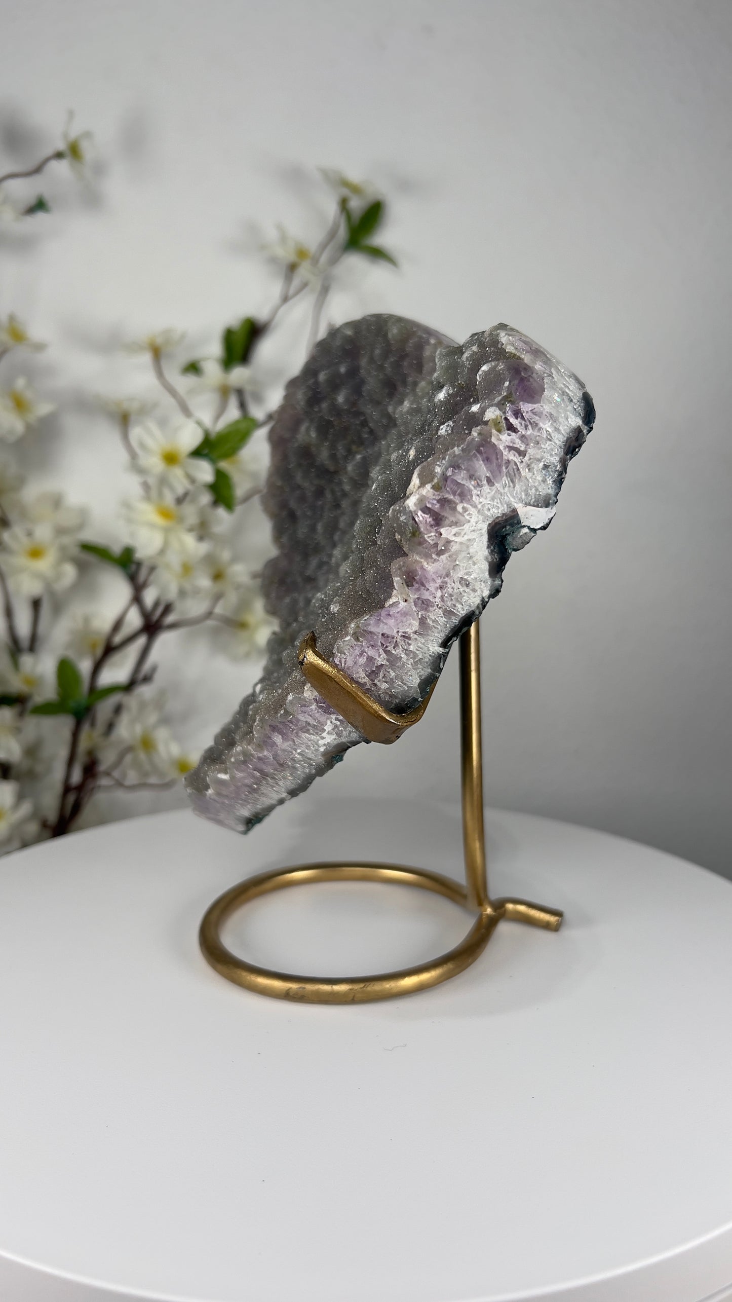 Natural Green Amethyst Heart on Stand - A00021