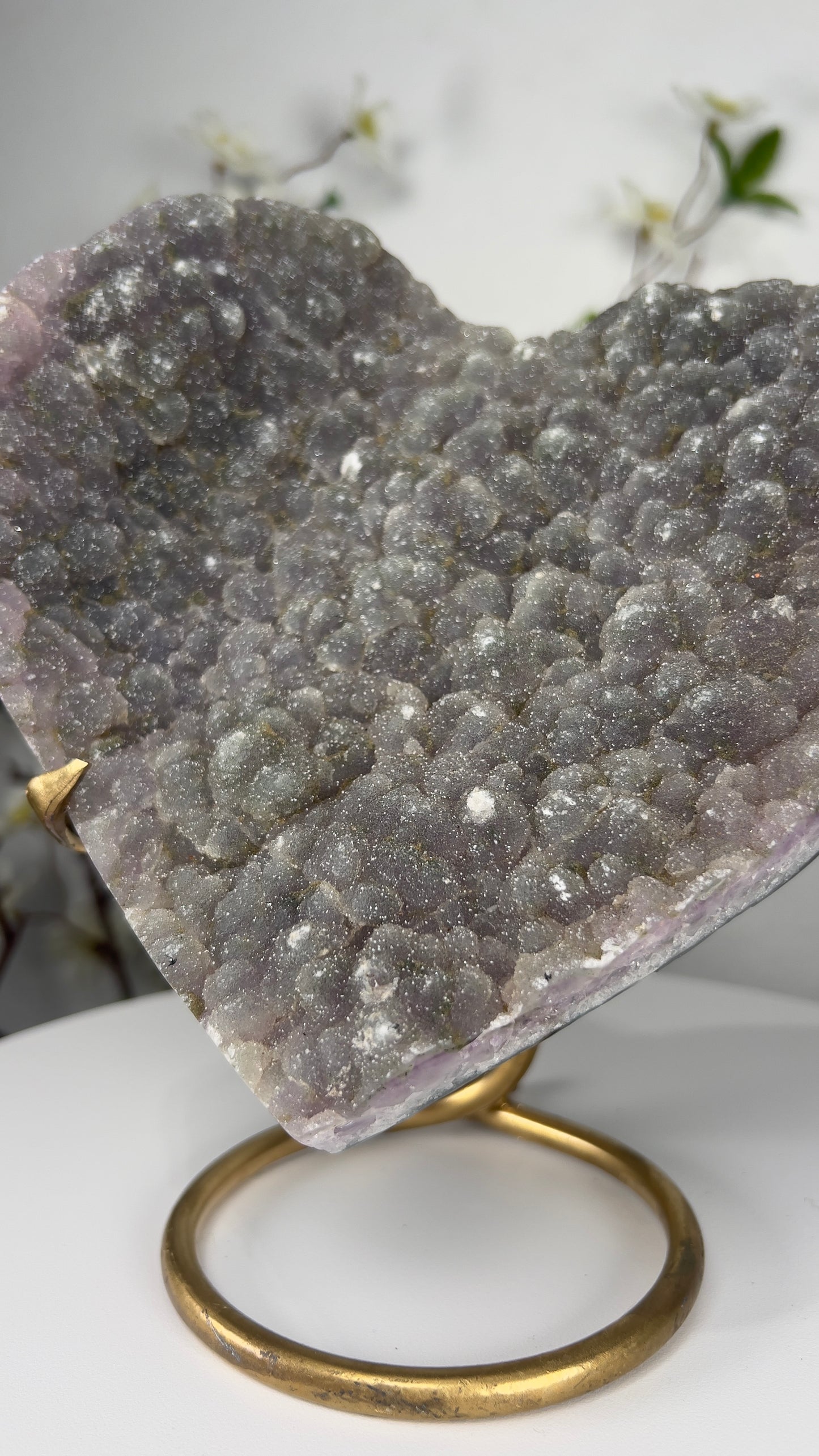 Natural Green Amethyst Heart on Stand - A00021