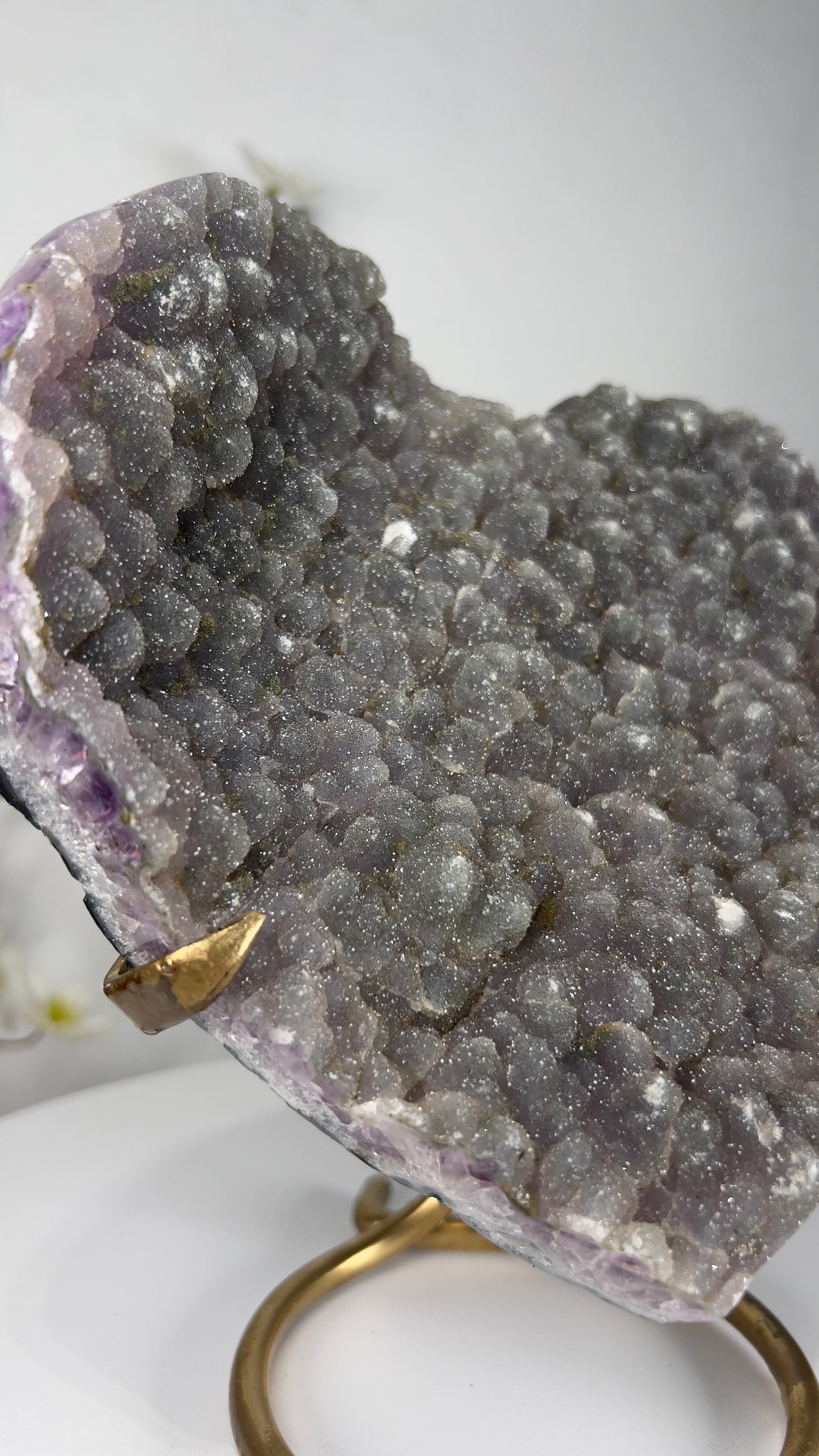 Natural Green Amethyst Heart on Stand - A00021