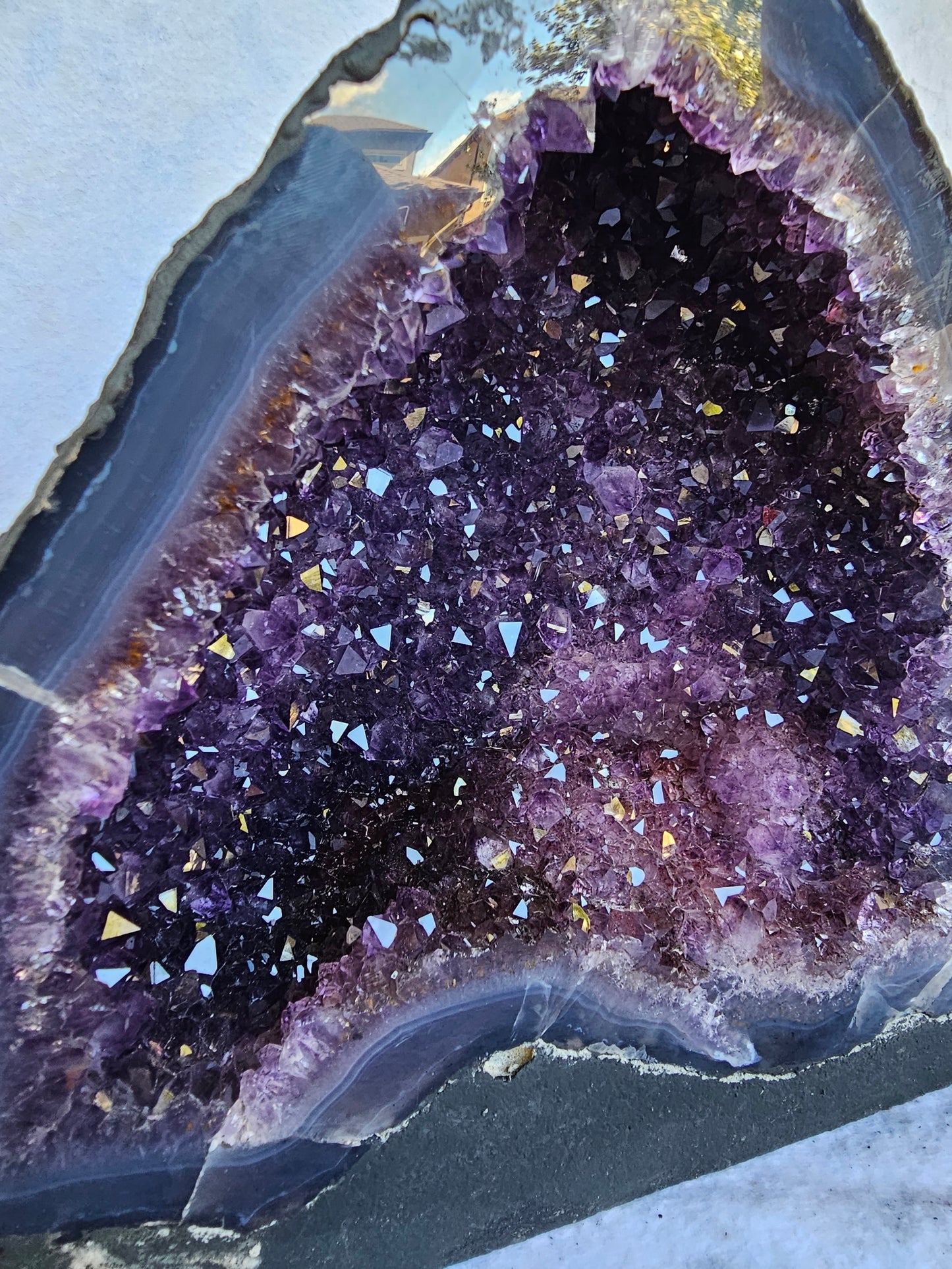 14.39 LB AAA Natural Amethyst Cathedral Quartz Crystal Druzy Large Dark Purple  (A3)